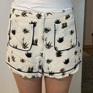 Topshop Cream High Waist Shorts with Relaxed Fit